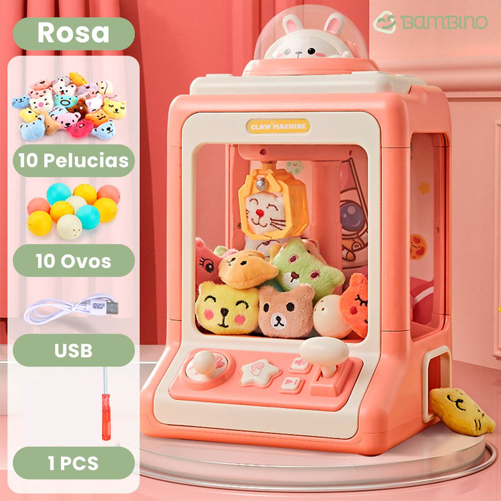 Máquina de Pegar Bichinhos com 10 Bichinhos Inclusos Máquina de Pegar Bichinhos LojadoBambino Rosa 