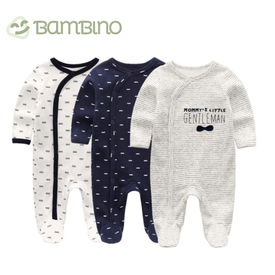 Conjunto Pijama Macacão para Recém Nascido - Contém 3 Unidades Conjunto Pijama Macacão para Recém Nascido - Contém 3 Unidades Loja do Bambino Conjunto 1 Tamanho Único 
